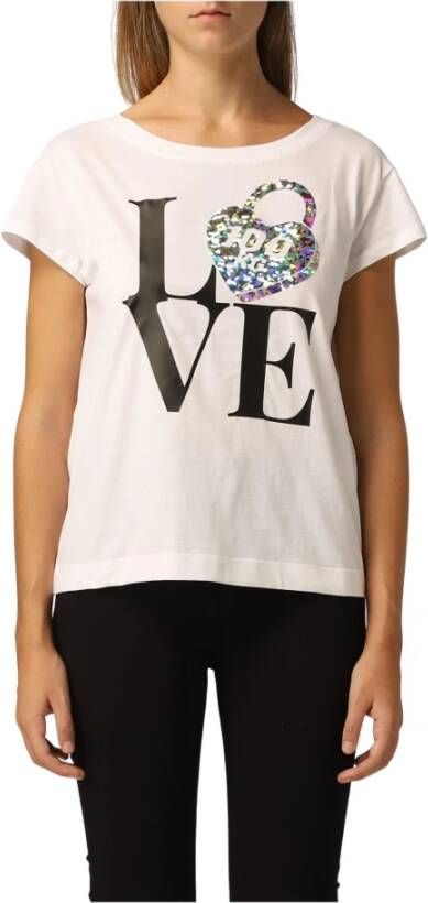 Love Moschino Minimalistisch Logo Katoenen T-Shirt White Dames