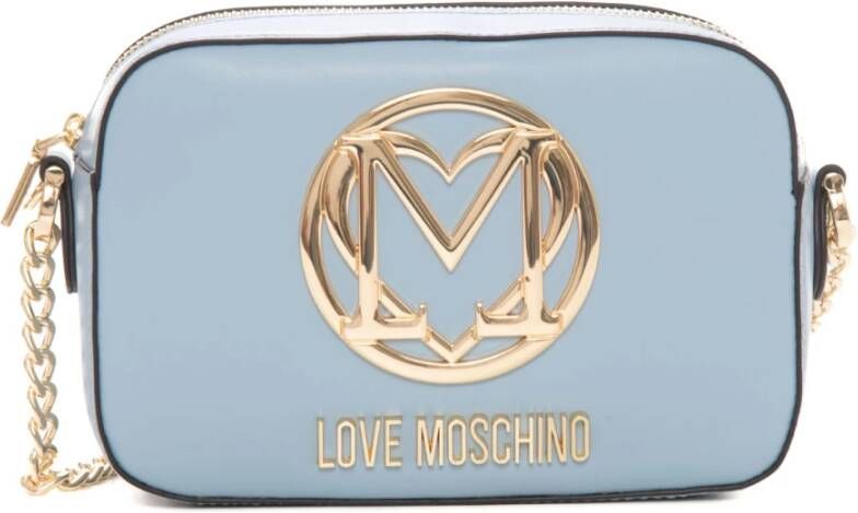 Love Moschino Stijlvolle Schoudertas met Gouden Logo Blauw Dames