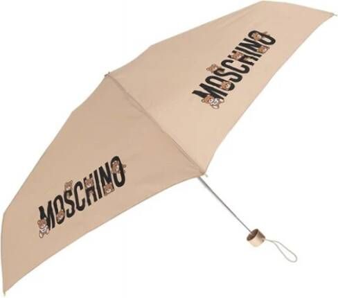 Love Moschino Stijlvolle Telescopische Paraplu Beige Dames