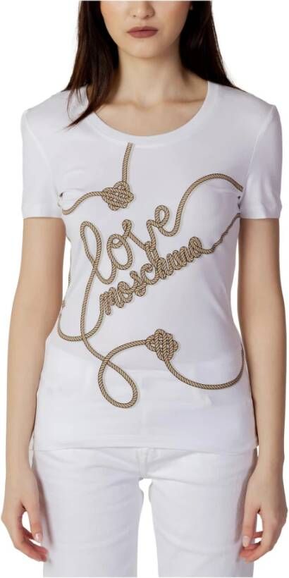 Love Moschino Stijlvolle Witte Bedrukte T-Shirt voor Vrouwen Wit Dames