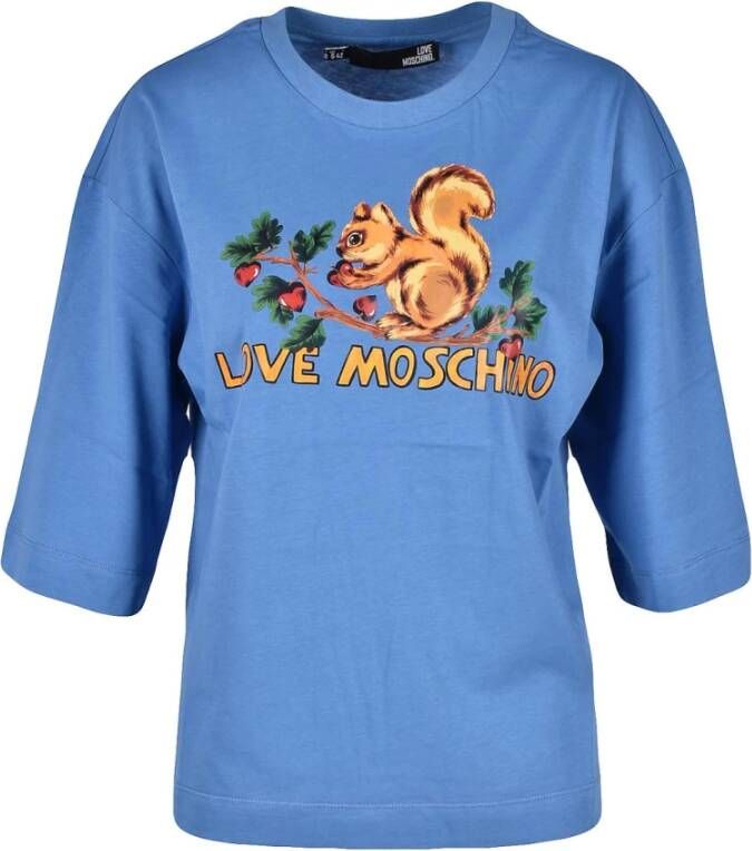 Love Moschino Stijlvolle Womenamp;amp;Avio T-Shirt Blauw Dames