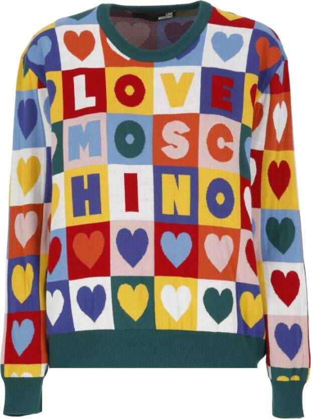 Love Moschino Multicolor Ronde Hals Sweaters Green Dames