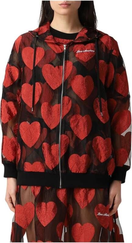 Love Moschino Sweatshirt met harten Zwart Dames