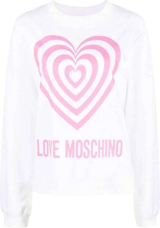 Love Moschino Witte Katoenen Sweatshirt voor Dames Wit Dames