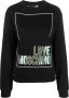 Love Moschino Logo Print Katoenen Sweater Jurk Black Dames - Thumbnail 3
