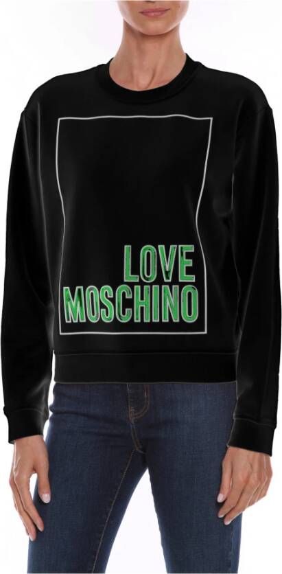 Love Moschino Logo Print Katoenen Sweater Jurk Black Dames