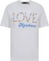 Love Moschino Geborduurd Logo Katoenen T-Shirt met Gekleurde Kralen White Dames - Thumbnail 1