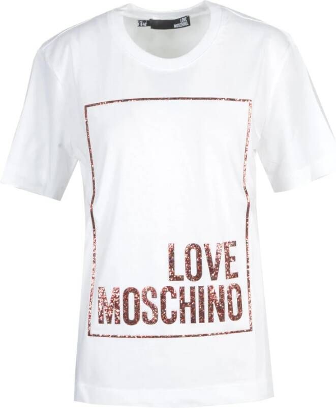 Love Moschino Katoenen Tops T-Shirt Trendy en Comfortabel White Dames
