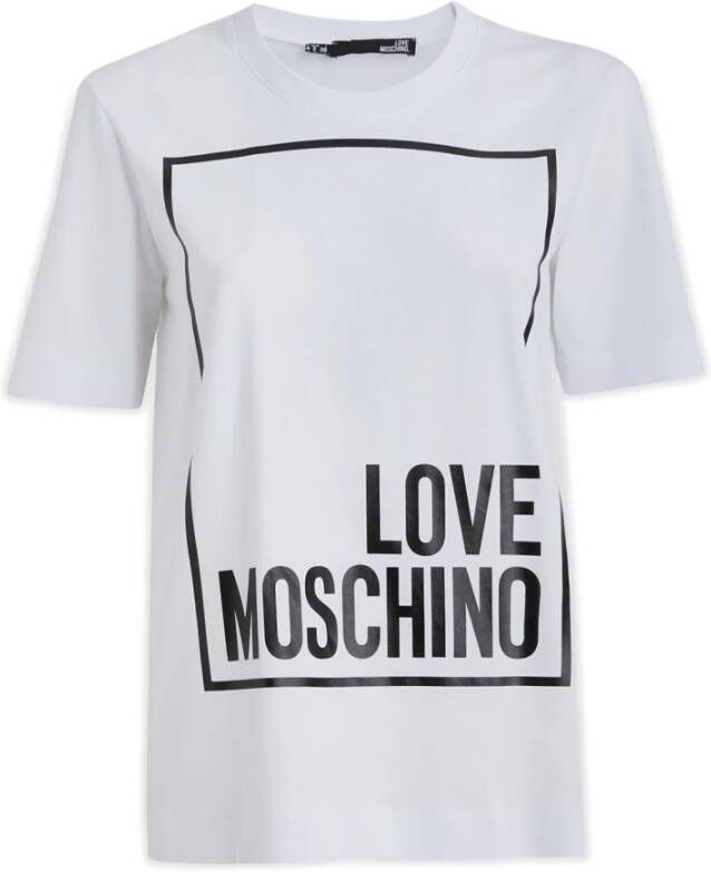 Love Moschino Grijze Melange Langemouw Katoenen T-Shirt Gray Dames