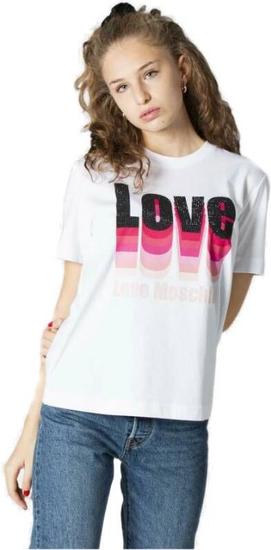 Love Moschino Grafisch T-shirt W4H06 20 M3876 A00 White Dames