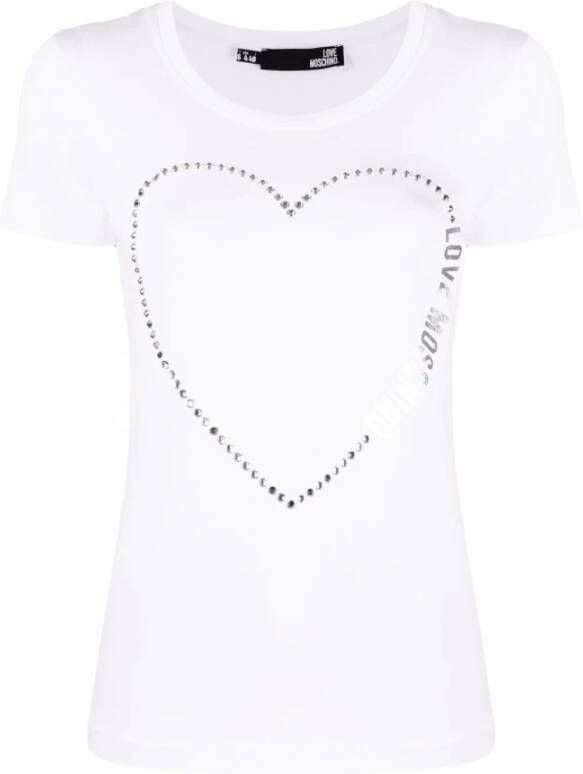 Moschino Logo Ronde Hals T-shirt voor Vrouwen White Dames