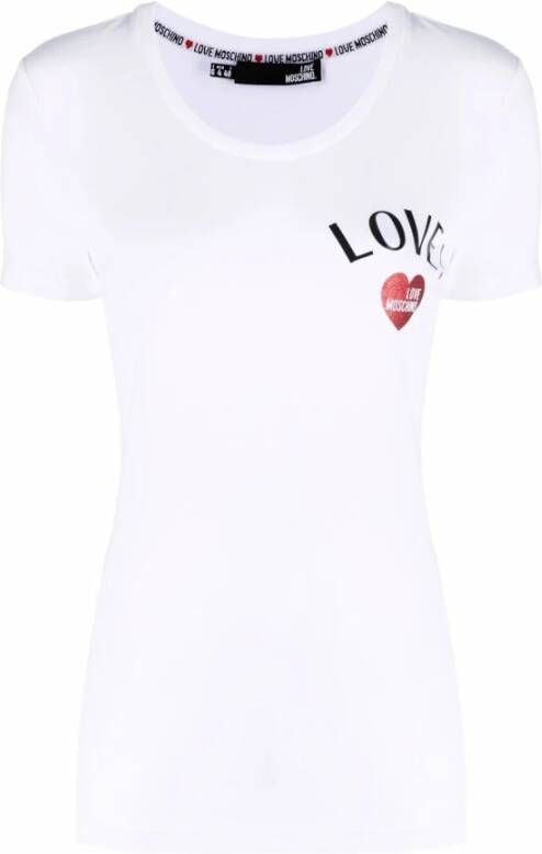 Love Moschino Wit Katoenen Blend T-Shirt White Dames
