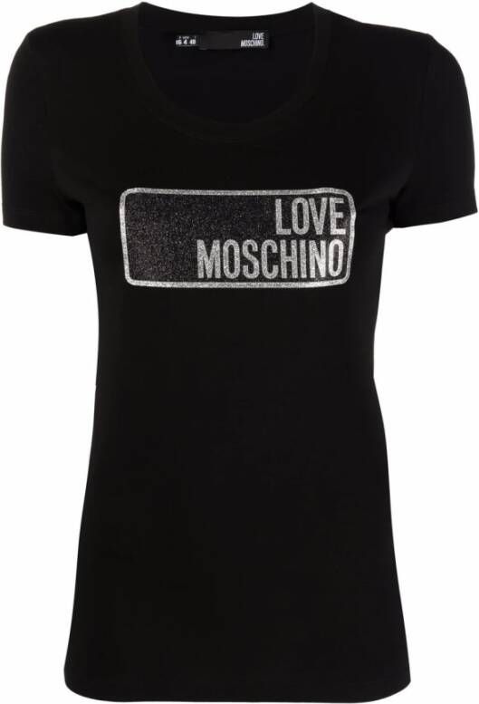 Love Moschino Glitter Logo T-Shirt Zwart Dames - Foto 3
