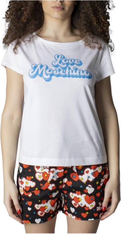 Love Moschino Witte T-Shirt Natuurlijk en Licht White Dames
