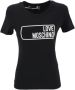 Love Moschino Glitter Logo T-Shirt Zwart Dames - Thumbnail 1