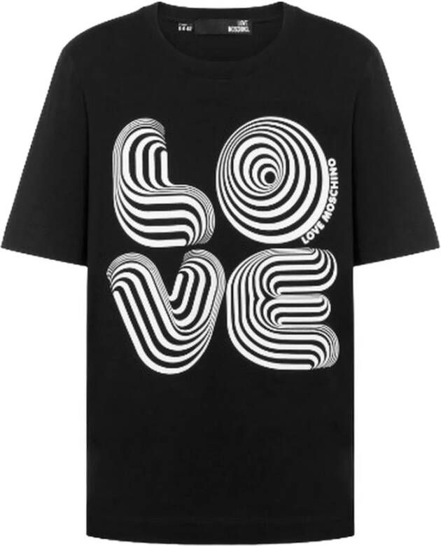 Love Moschino Logo Bedrukt Katoenen T-shirt voor Dames Zwart Dames