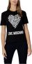 Love Moschino Zwarte katoenen T-shirt met W4 H06 27 M3876 C74 detail Black Dames - Thumbnail 1