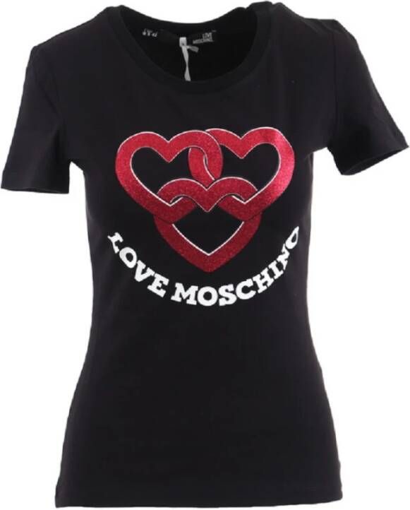 Love Moschino Zwart Logo-Print T-Shirt Black Dames
