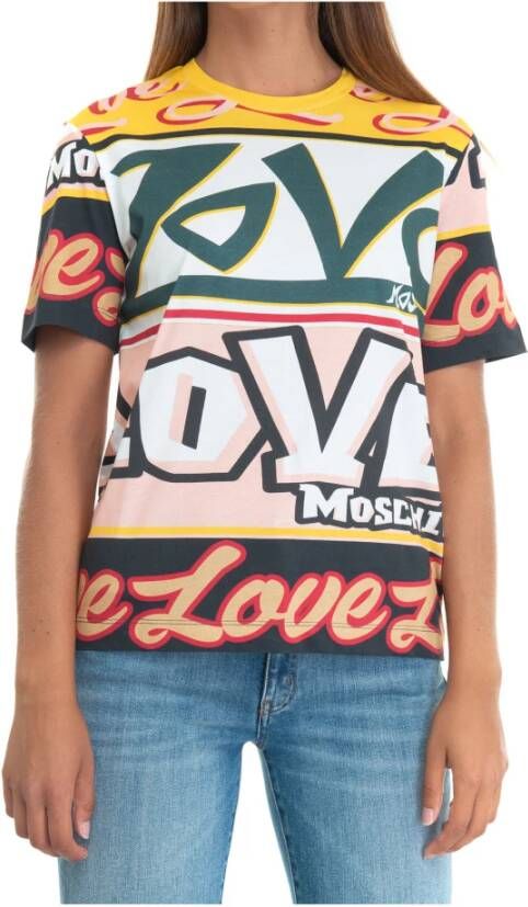 Love Moschino Tekstprint Oversize T-shirt Geel Dames
