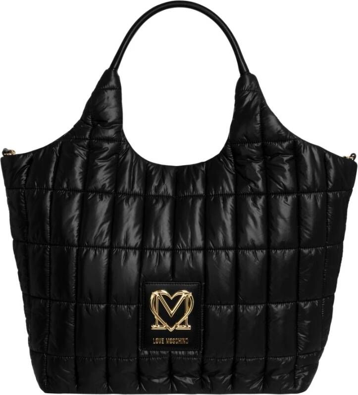 Love Moschino Zwarte gewatteerde handtas met afneembare zak Black Dames