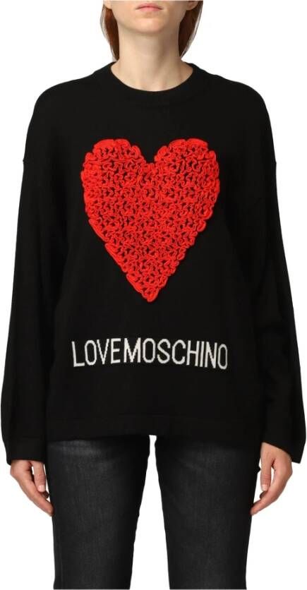 Love Moschino Trui met reliëf hart Zwart Dames