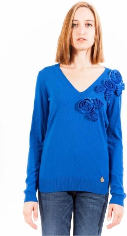 Love Moschino Trui Geborduurde trui met V-hals en lange mouwen