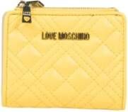 Love Moschino Gewatteerde kunstleren portemonnee met ritssluitingen Yellow Dames