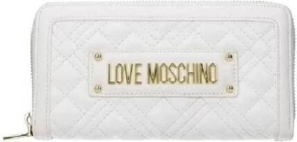 Love Moschino Gewatteerde witte portemonnee met metalen logo White Dames