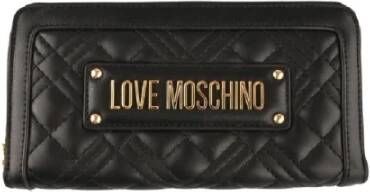 Love Moschino Gewatteerde zwarte portemonnee met metalen logo Black Dames