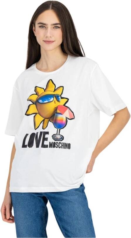 Love Moschino White Cotton Tops & T-Shirt Wit Dames