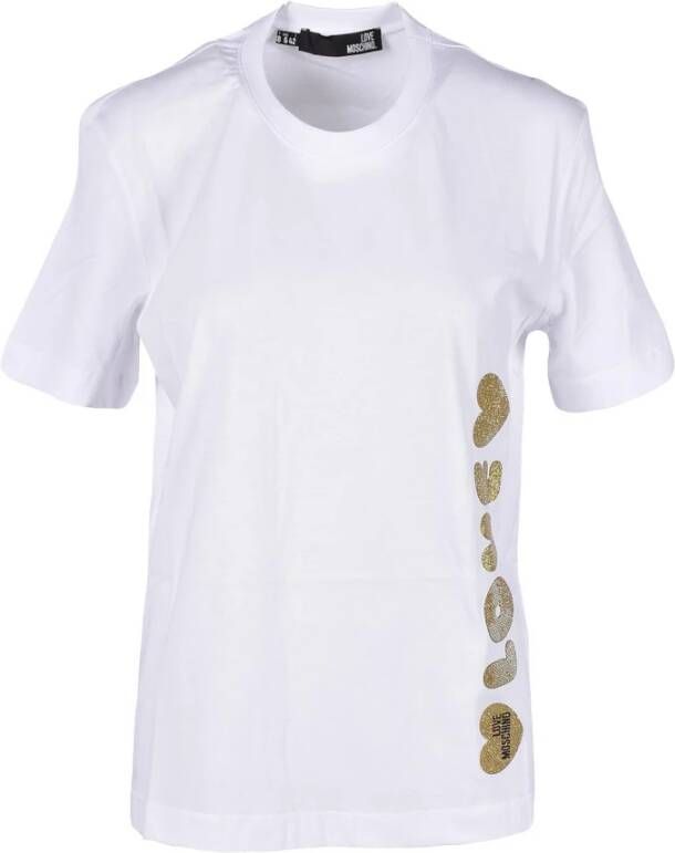 Love Moschino Wit Katoenen T-Shirt Collectie Zwarte katoenen T-shirt collectie White Black Dames