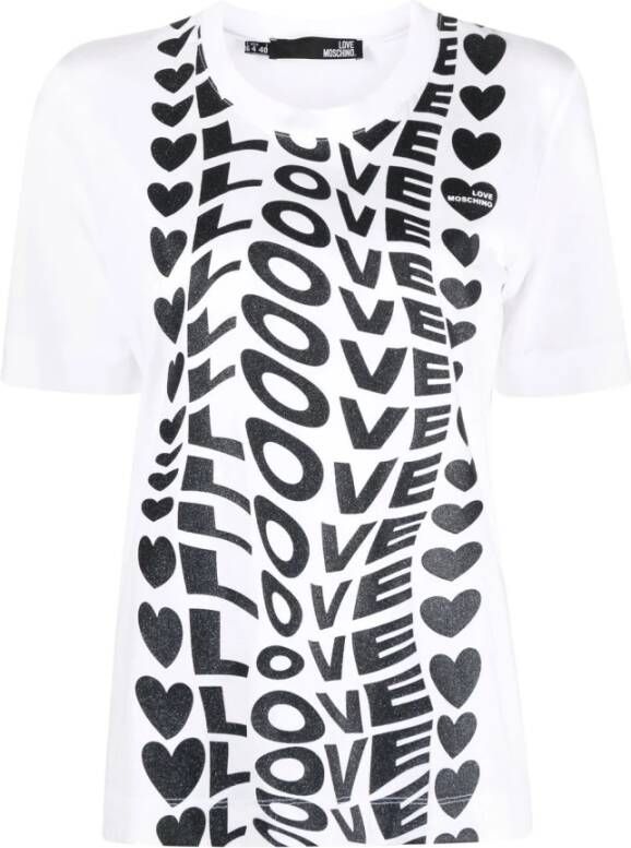 Love Moschino Wit Logo-Print T-Shirt White Dames