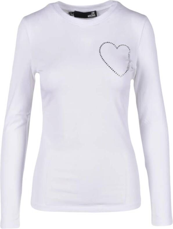 Love Moschino Witte Dames T-shirt met Lange Mouwen White Dames