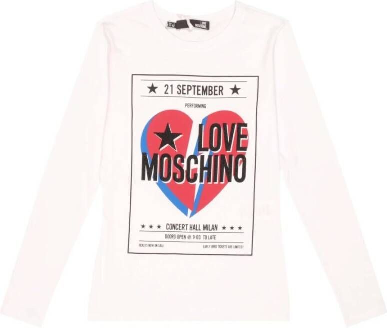 Love Moschino Witte katoenen T-shirt met spandex White Dames