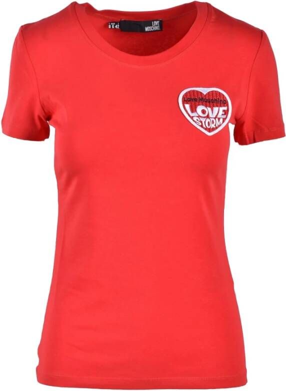 Love Moschino Witte Blauwe T-Shirt uit de Collectie Rood Dames