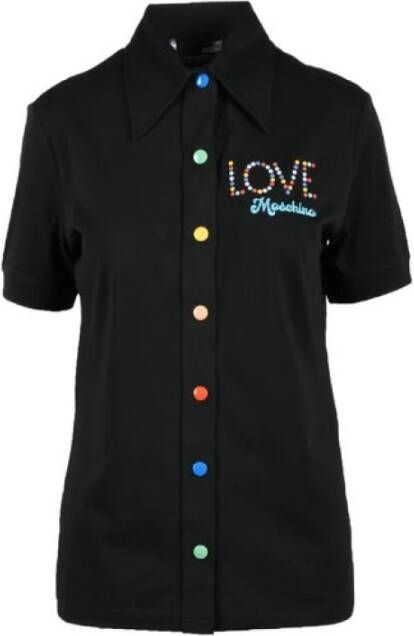 Love Moschino Zwart Bedrukt Shirt voor Dames voor Lente Zomer Zwart Dames