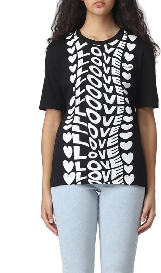 Love Moschino Zwart T-shirt met hartlogo Zwart Dames