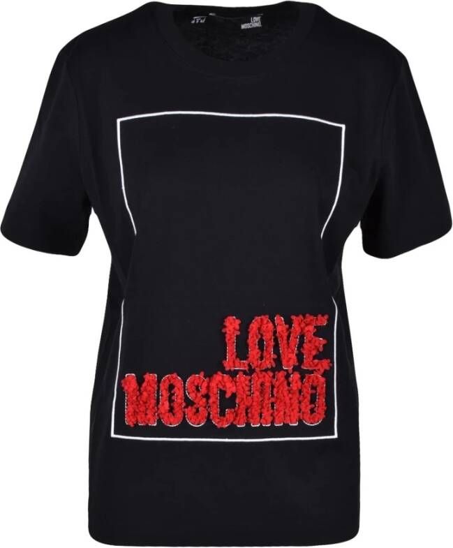 Love Moschino Zwart T-shirt met Print voor Dames Zwart Dames