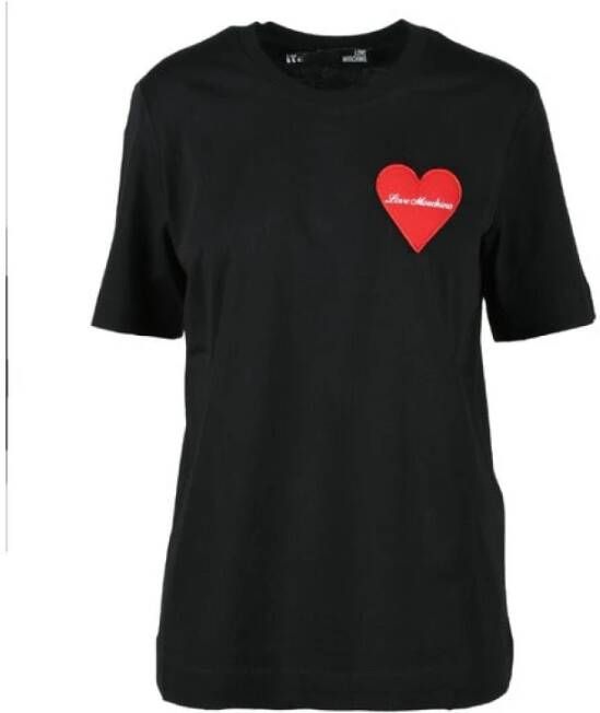 Love Moschino Zwarte bedrukte T-shirt voor dames Zwart Dames