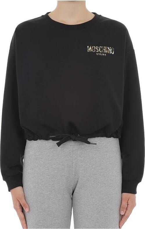 Love Moschino Zwarte Croped Logo Sweatshirt Zwart Dames