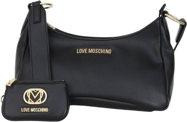 Love Moschino Zwarte dames tas met logo belettering Black Dames