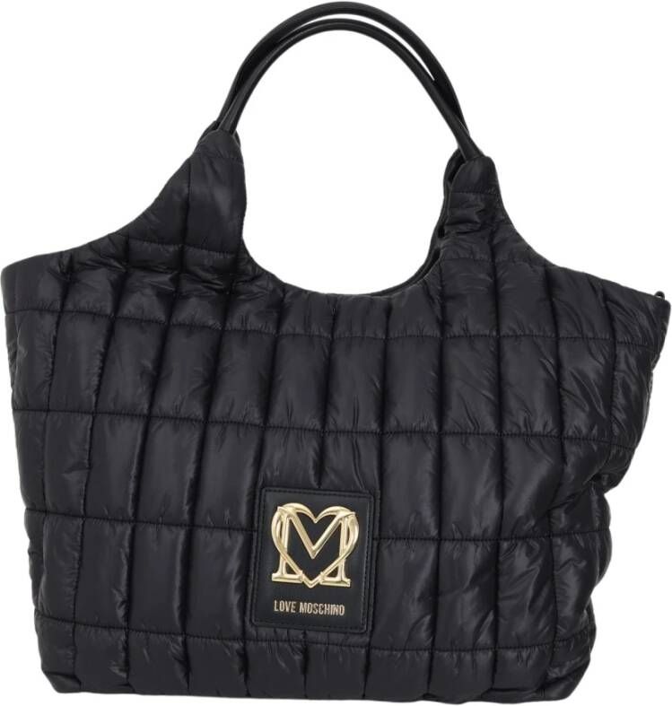 Love Moschino Zwarte gewatteerde handtas met afneembare zak Zwart Dames