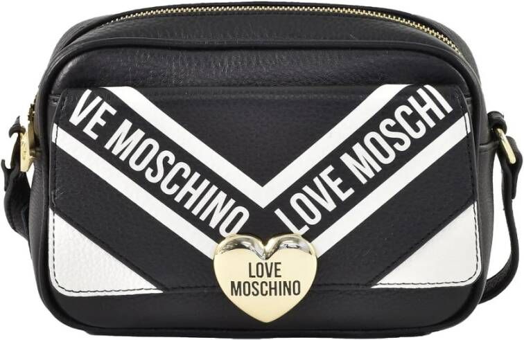 Love Moschino Zwarte handtas met handtekening stofzak Zwart Dames