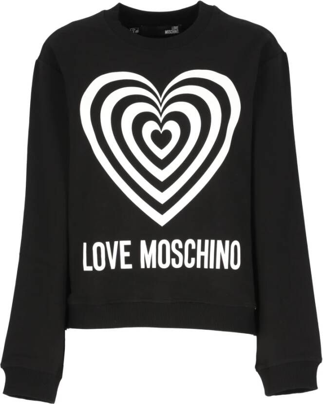 Love Moschino Zwarte Katoenen Sweatshirt met Contrasterende Print Zwart Dames