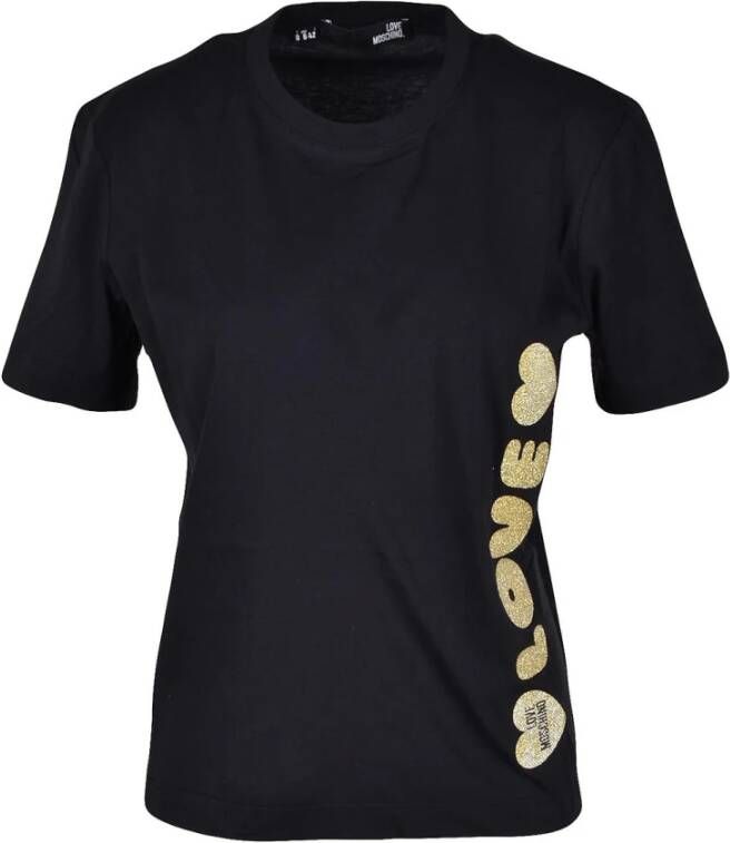 Love Moschino Zwarte katoenen T-shirt collectie Zwart Dames