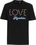 Love Moschino Zwarte katoenen T-shirt met multicolor logo Zwart Dames - Thumbnail 1