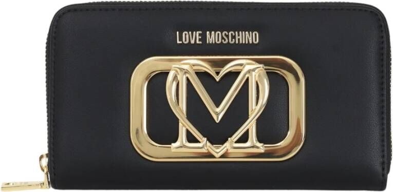 Love Moschino Zwarte portemonnee met gestileerd logo Zwart Dames