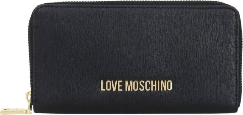 Love Moschino Zwarte portemonnee van geperst leer met logo detail Black Dames