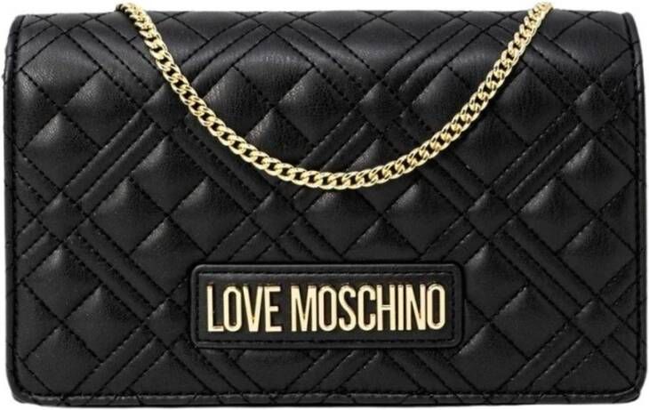 Love Moschino Gestructureerde polyurethaan handtas voor vrouwen Black Dames