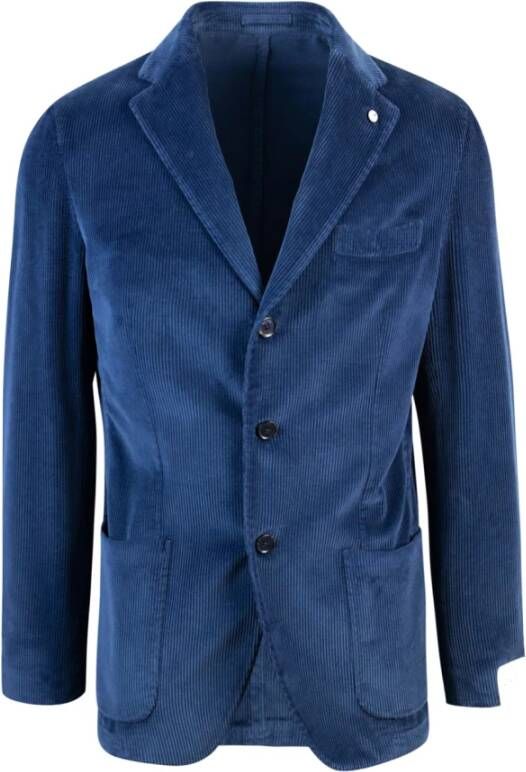 Lubiam Klassieke Blauwe Katoenen Jas Blauw Heren